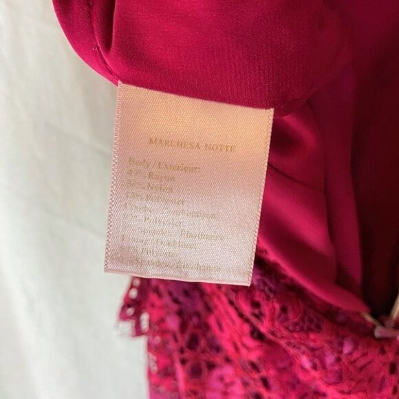 Marchesa Notte Deep Red Lace Sheer Dress $795 - Picture 12 of 12